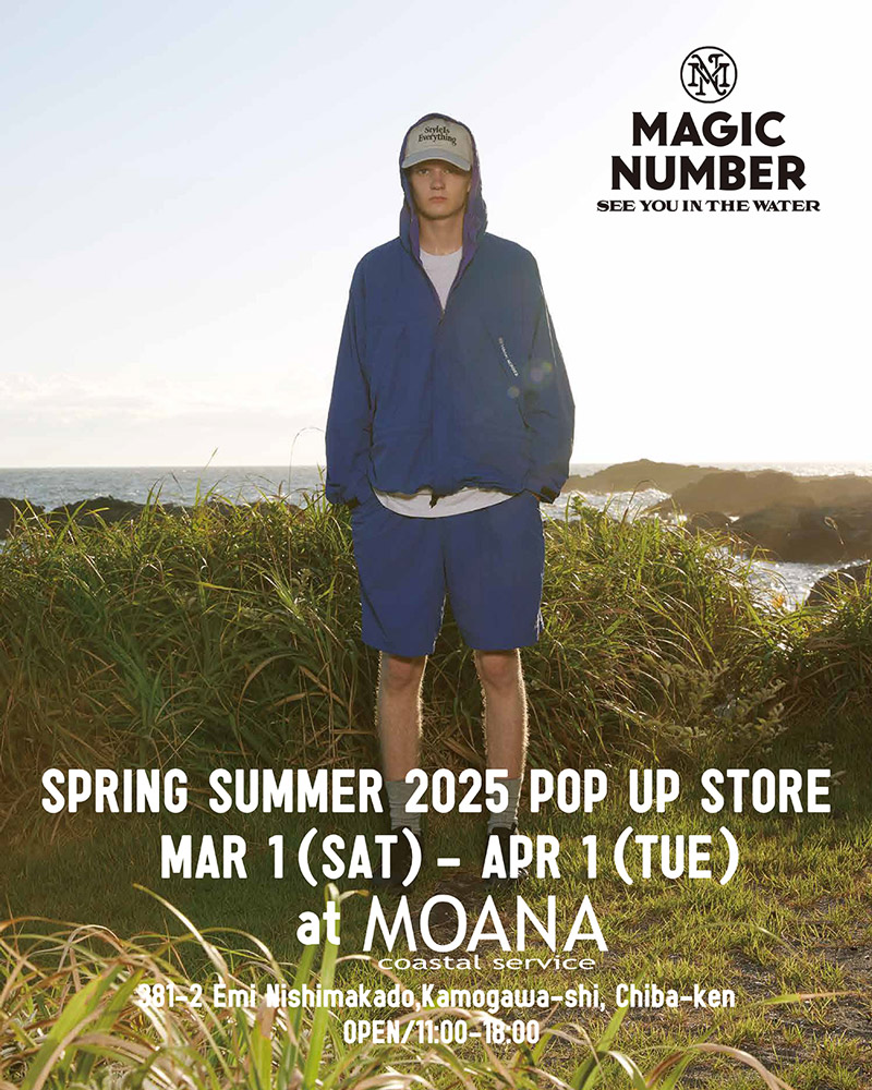 MAGIC NUMBERが鴨川のMOANA COASTAL SERVICE にて4/1(火)までPOPUP STOREを開催